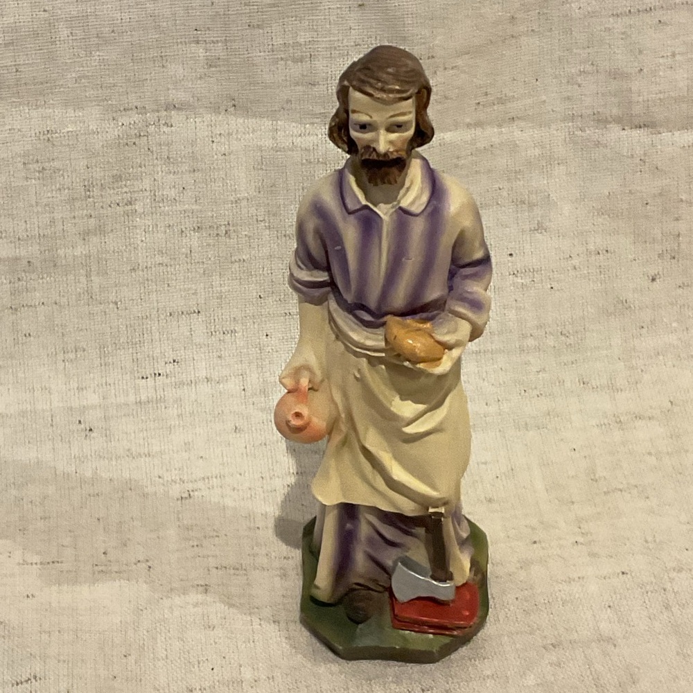 Joseph Home Blessing Vintage Ceramic Figurine with Purple Stripes